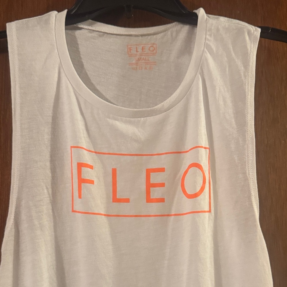 Fleo Tank in White with Vibrant Orange Logo